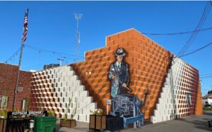 Jesse Besser is depicted in this mural next to Hopside Brewery. Painted by artist Tim Nijenhuis